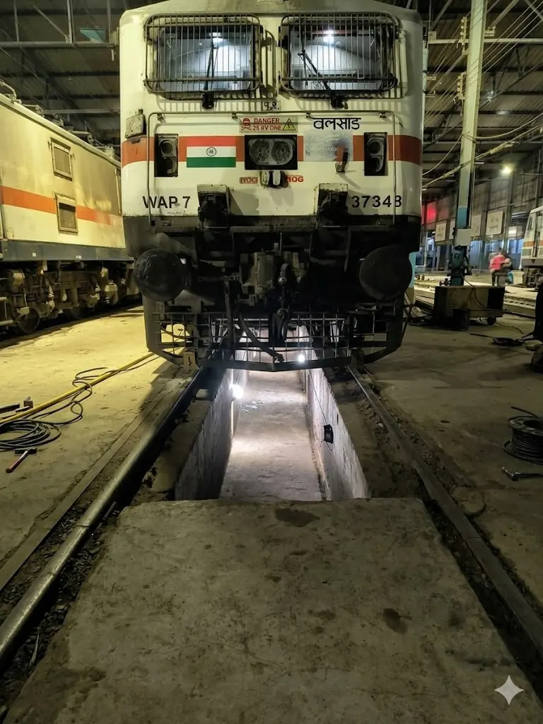 Pit lighting under a locomotive at Valsad loco shed